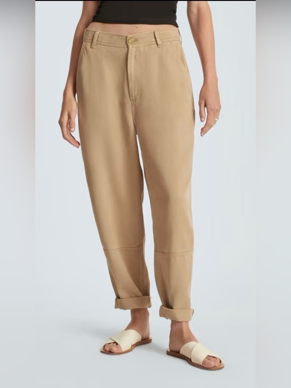 NWT Everlane Size 14 The Relaxed Chino Pants Dark Khaki High Rise Straight Leg